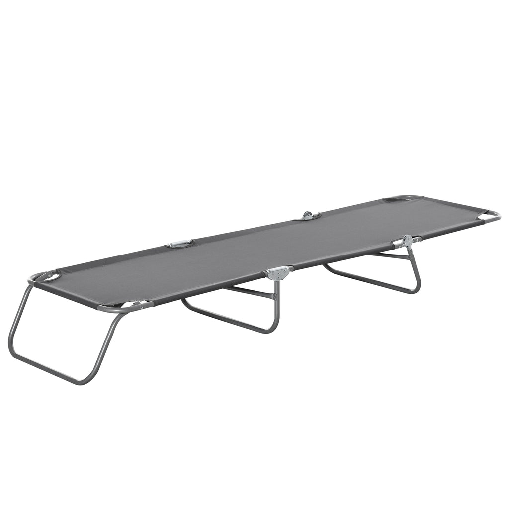Outsunny Sonnenliege, klappbar, verstellbare Rückenlehne, rostfreier Metallrahmen, 187 x 55 x 24, Grau