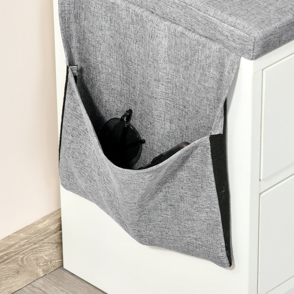 HOMCOM Schuhbank und Schuhschrank mit Sitzkissen Grau 2 Regale und 2 Schubladen MDF 80,5 x 30,5 x 43,5 cm Grau und Weiß