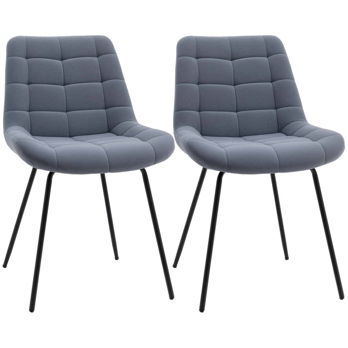 HOMCOM 2er-Set Esszimmerstühle im Retro-Design, Samtoptik, 50 cm x 61 cm x 79 cm, Dunkelgrau