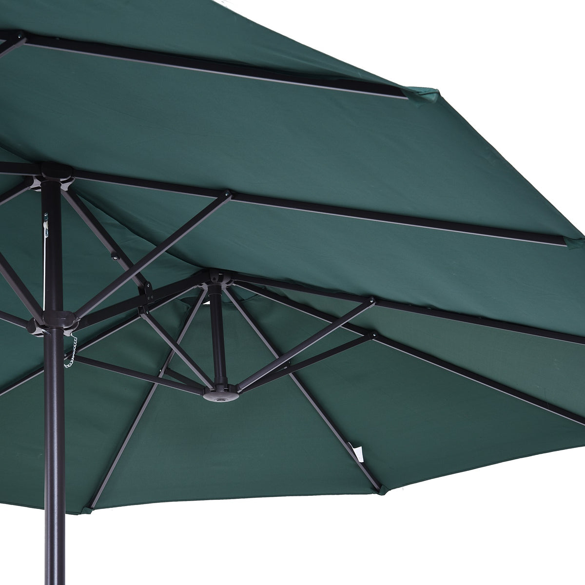 Outsunny Sonnenschirm Gartenschirm Marktschirm Doppelsonnenschirm Terrassenschirm mit Handkurbel Dunkelgrün Oval 460 x 270 x 240 cm