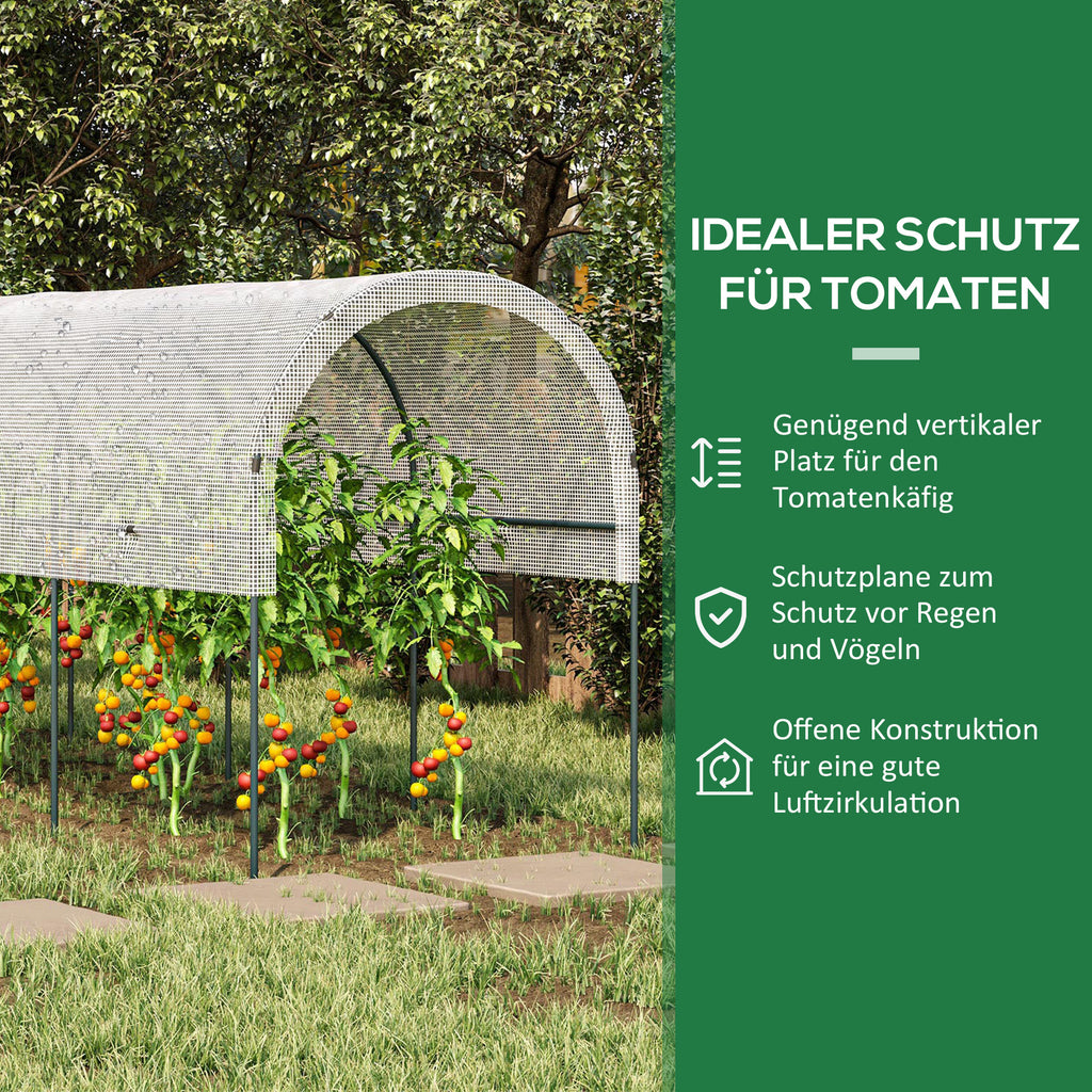 Outsunny Pflanzenschutzdach, gewölbtes Dach, Stahlrahmen, robuste Plane, weiß, 4x1,2x1,7m
