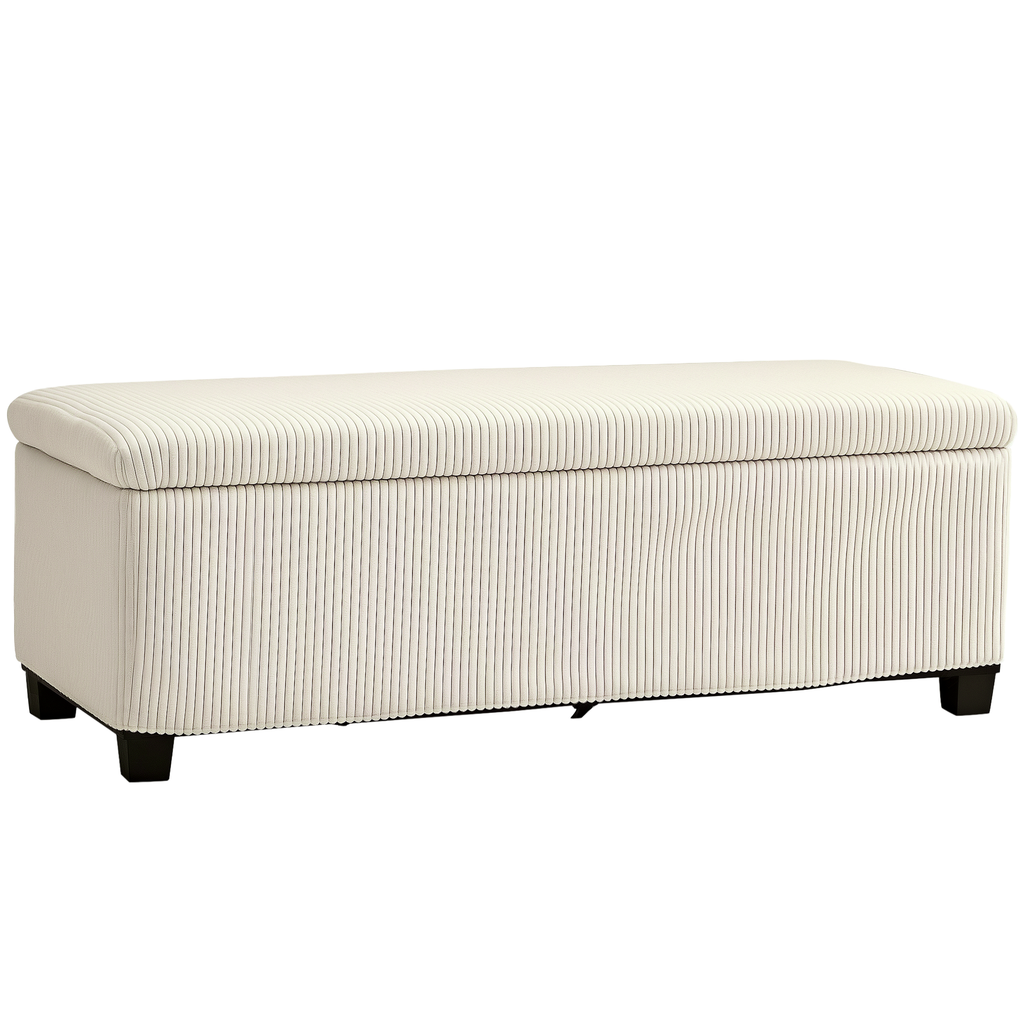 HOMCOM Sitzbank mit Stauraum, Aufbewahrungsbank, Cord-Design, Stahlrahmen, Beige