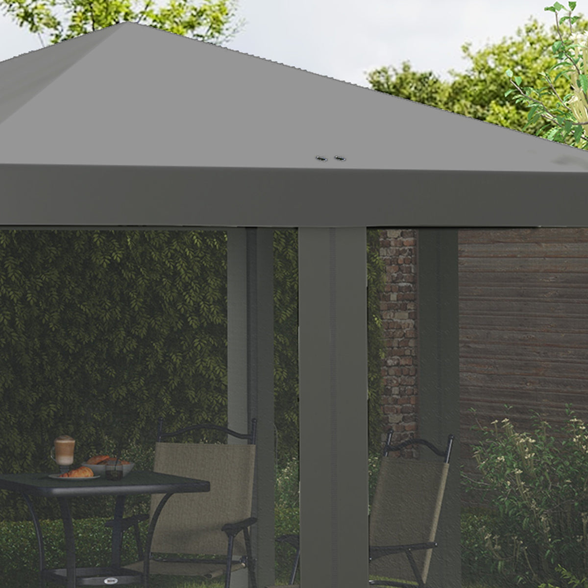 Outsunny Faltpavillon, Faltzelt mit Seitenwänden inkl. Tragetasche, Gartenpavillon, Metall, Oxfordstoff, 3 x 3 m, Hellgrau