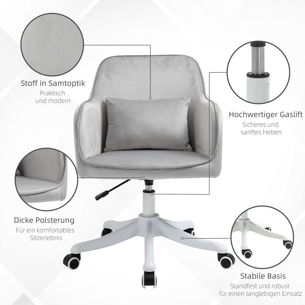 Vinsetto Massage Schreibtischstuhl 78-86 cm höhenverstellbarer Bürostuhll Drehstuhl Computerstuhl mit USB-Schrittstelle Arbeitsstuhl mit Vibrationsfunktion Lendenkissen Massagefunktion Grau