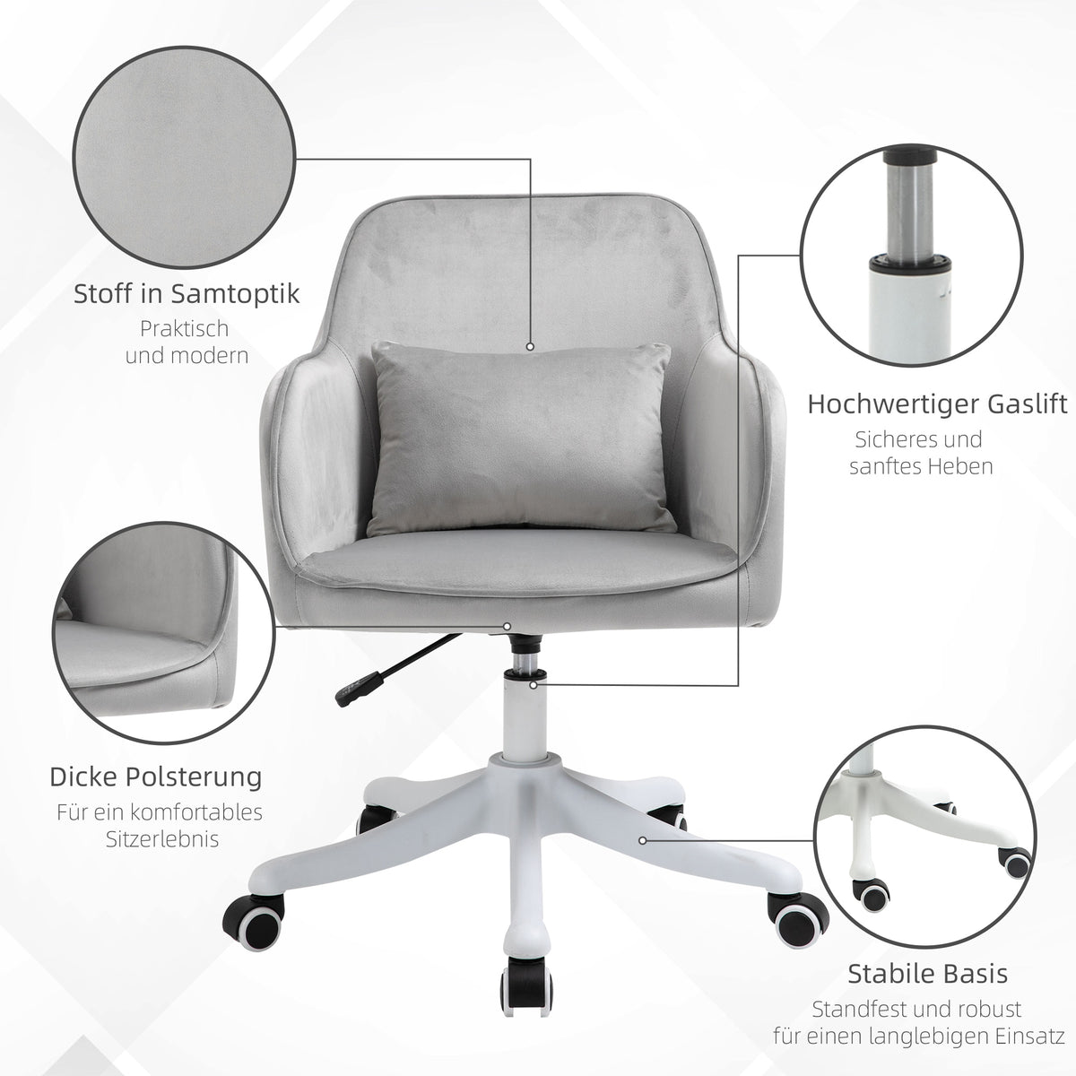 Vinsetto Massage Schreibtischstuhl 78-86 cm höhenverstellbarer Bürostuhll Drehstuhl Computerstuhl mit USB-Schrittstelle Arbeitsstuhl mit Vibrationsfunktion Lendenkissen Massagefunktion Grau