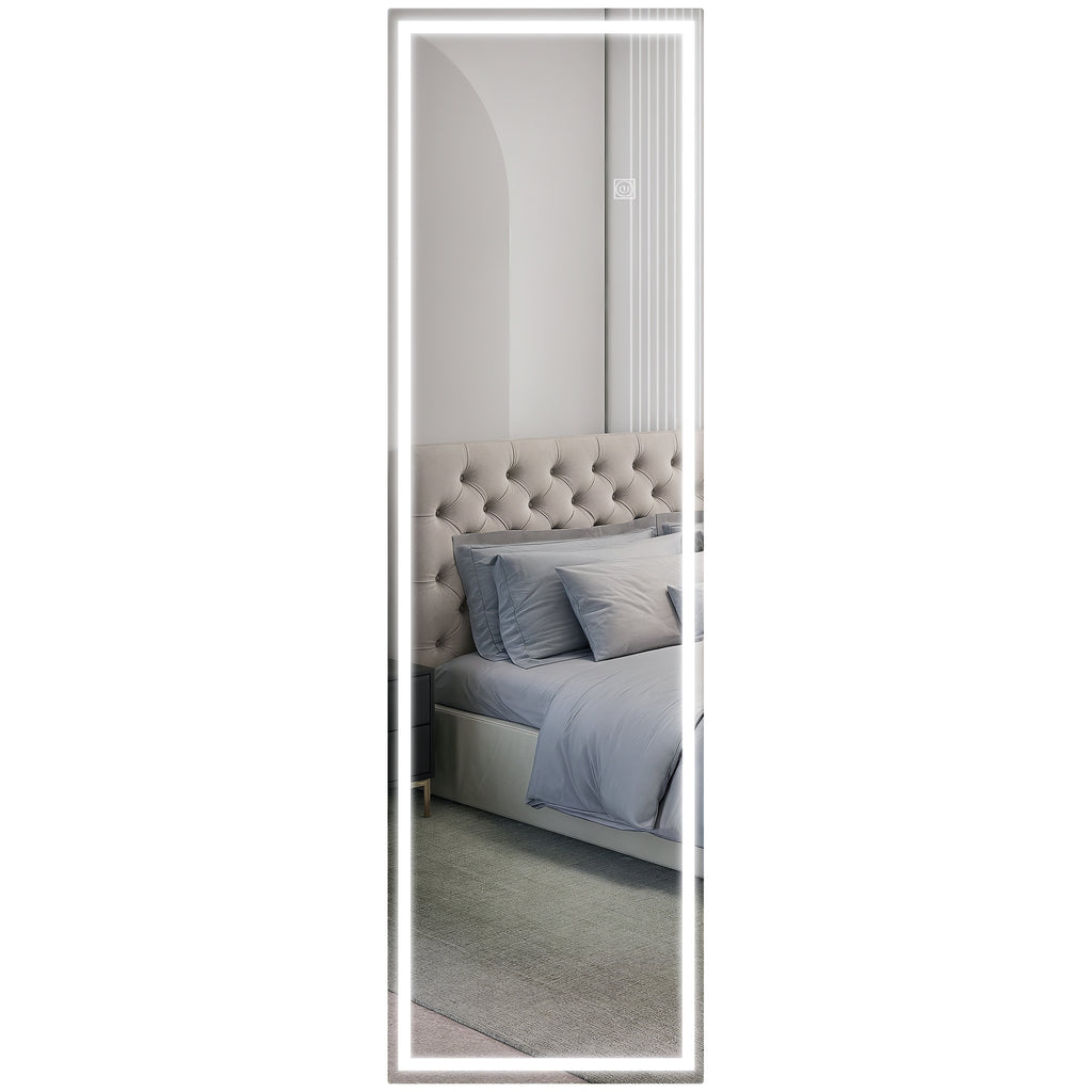 HOMCOM Ganzkörperspiegel mit LED, dimmbar, Touchsensor, Speicherfunktion, silber, 40x120 cm