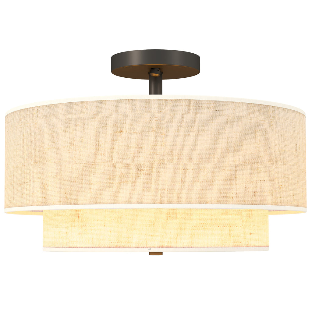 HOMCOM Deckenlampe, Hängeleuchte mit doppelten Schirmen in Leinenoptik, Cremeweiß