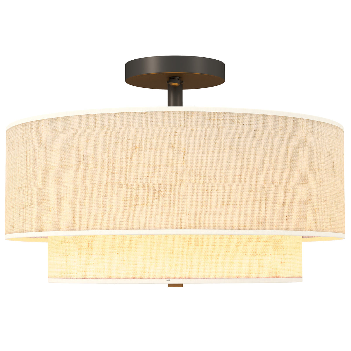 HOMCOM Deckenlampe, Hängeleuchte mit doppelten Schirmen in Leinenoptik, Cremeweiß