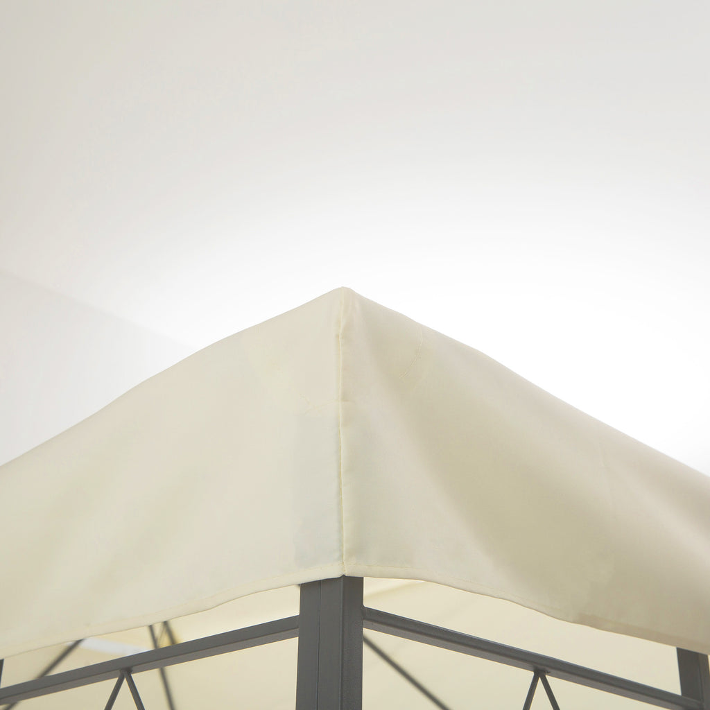 Outsunny Ersatzdach für Metallpavillon 3x4m wasserabweisend Pavillondach mit Doppeldach, Ersatzbezug für Gartenpavillon Partyzelt Gartenzelt Polyester Cremeweiß