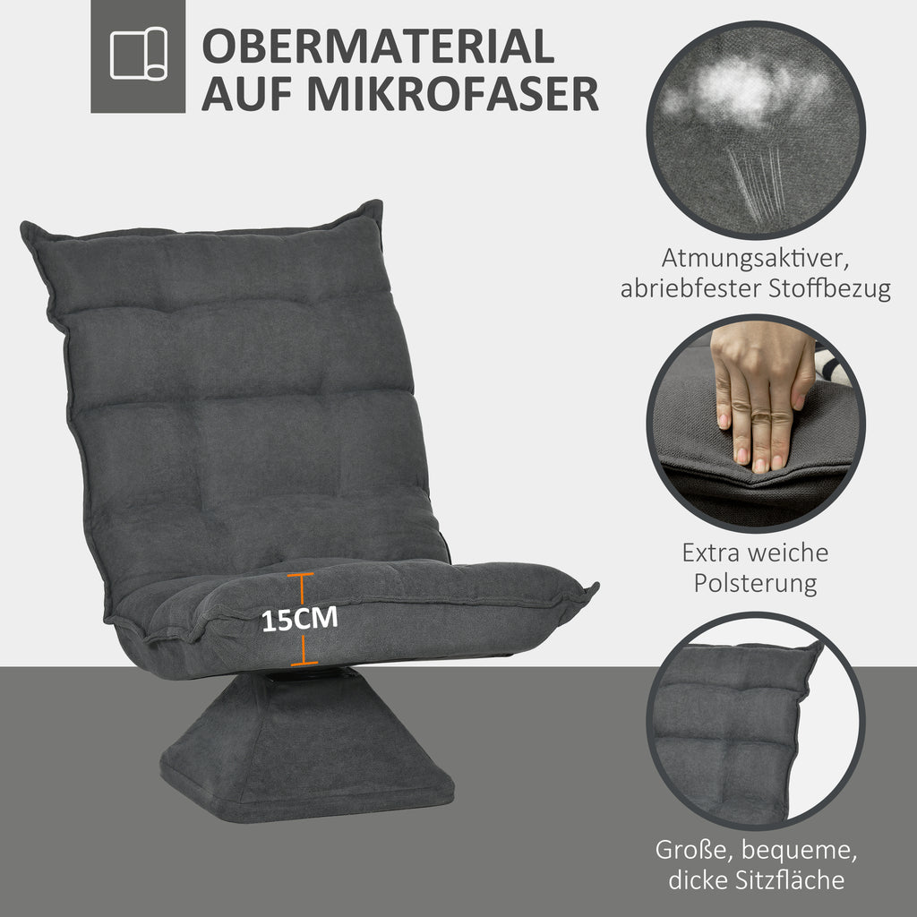 HOMCOM Relaxsessel Lesesessel, drehbar, Leinenoptik, 62 cm x 70 cm x 95 cm, Grau