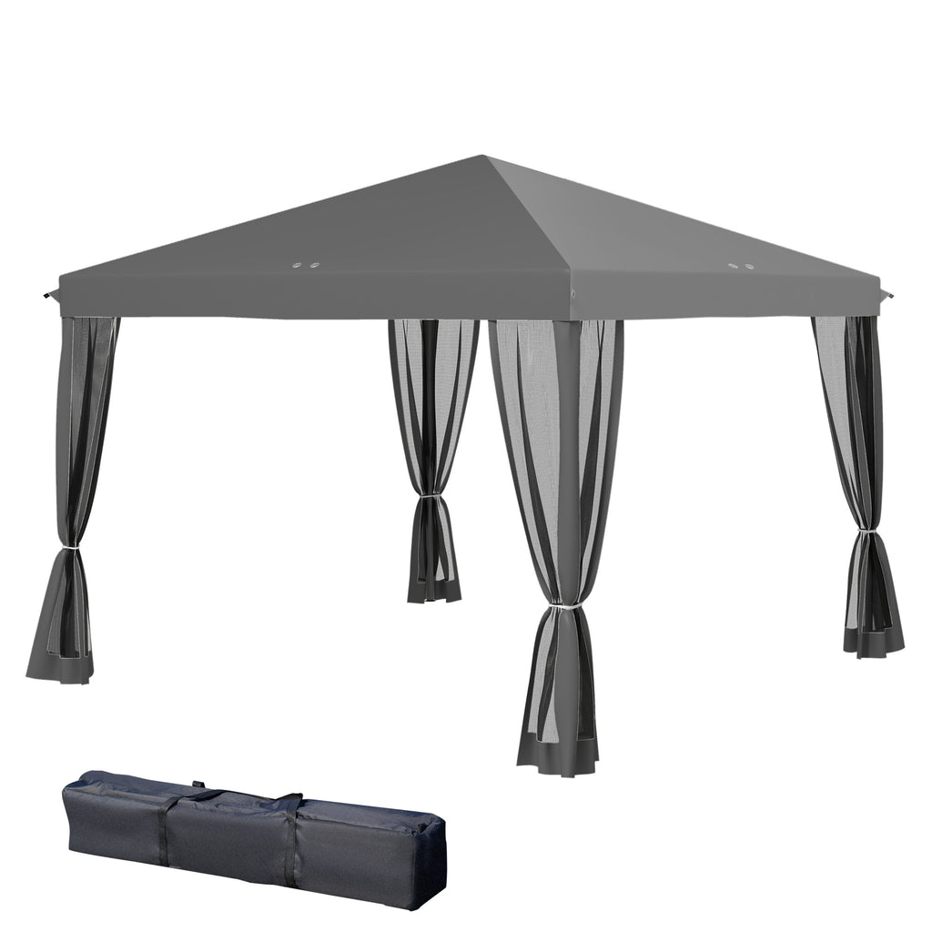 Outsunny Faltpavillon, Faltzelt mit Seitenwänden inkl. Tragetasche, Gartenpavillon, Metall, Oxfordstoff, 3 x 3 m, Hellgrau