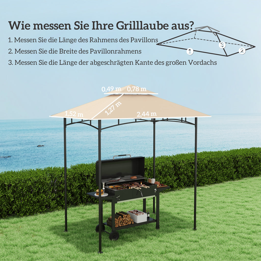 Outsunny Ersatzplane für Gartenpavillon, Grillpavillon-Ersatzdach für 152 x 244 cm Gestelle, UPF50+ Schutz, Polyester, Beige