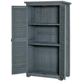 Outsunny Gartenschrank Holz Gerätehaus Geräteschuppen Geräteschrank Holzhütte Pultdach Bitumenpappe Lamellentüren Grau 87 x 46,5 x 160 cm