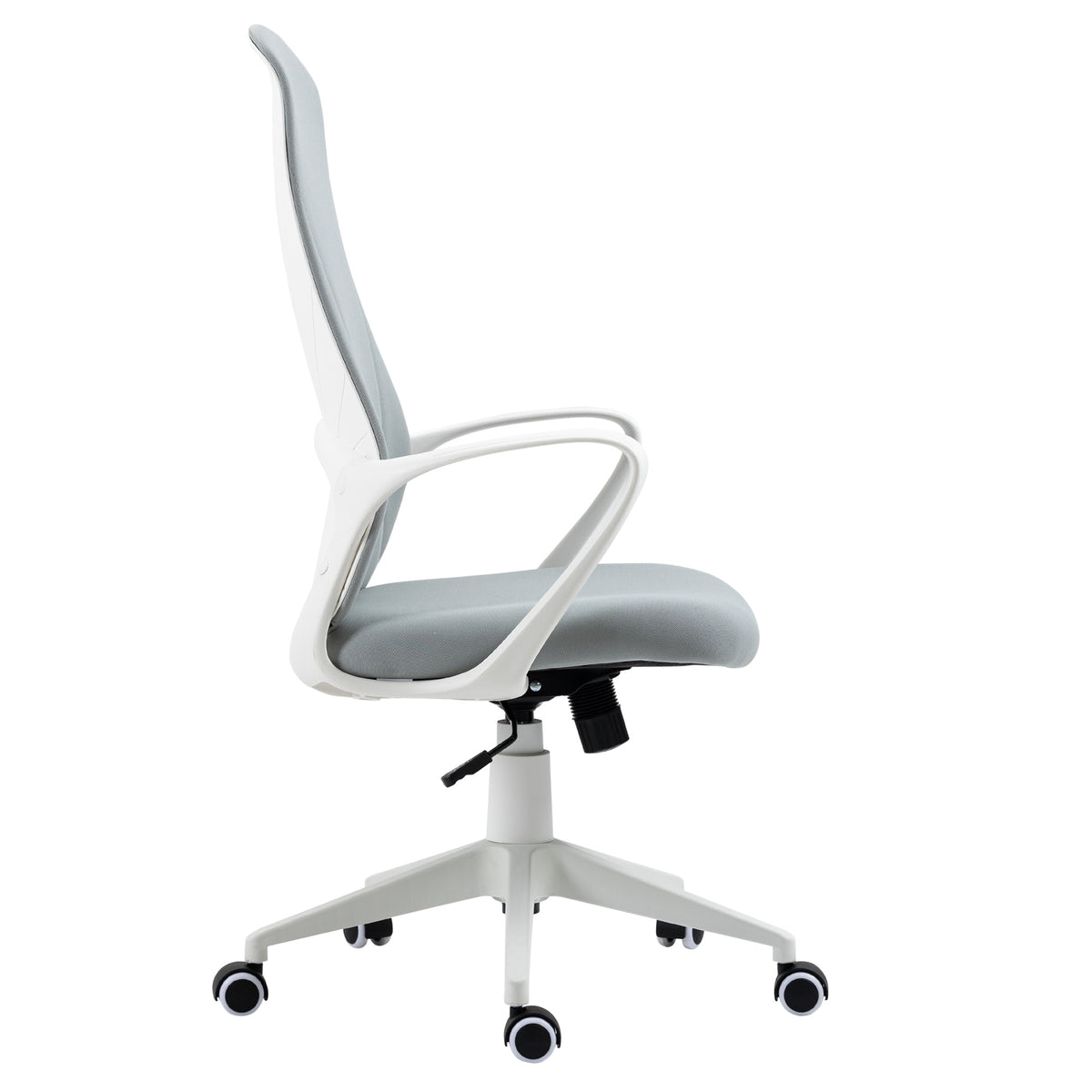 Vinsetto Bürostuhl mit Wippfunktion, Höhenverstellbar, bis 120 kg, Ergonomisch, Drehbar, 62x56x110-119,5cm, Hellgrau