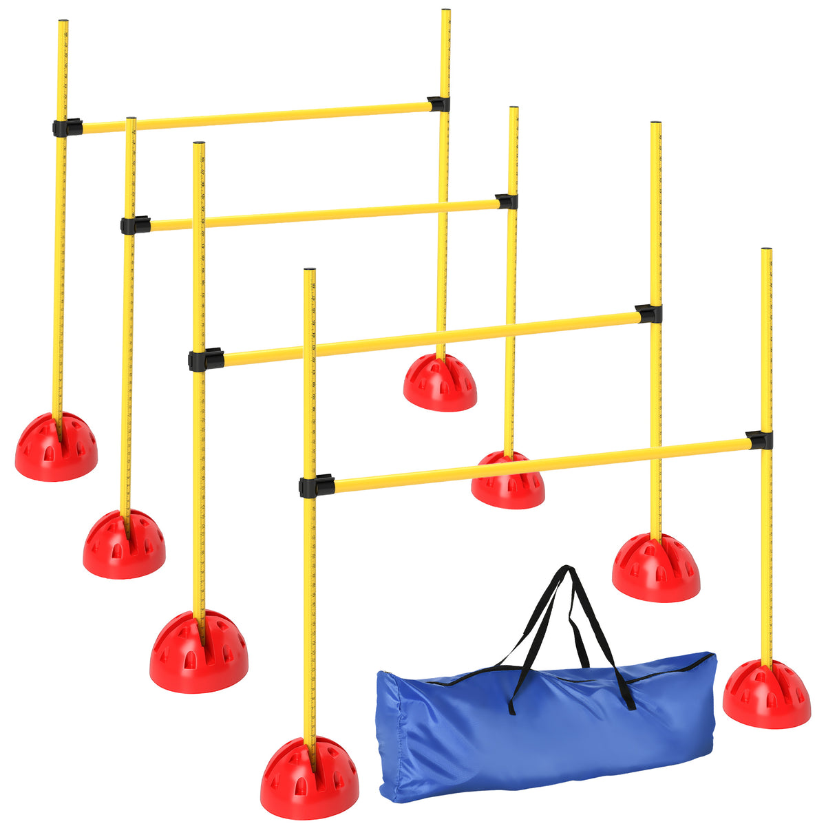 PawHut 4-teiliges Hunde-Agility-Set mit 4 Hürden und Tragetasche für das Sprungtraining, Gelb
