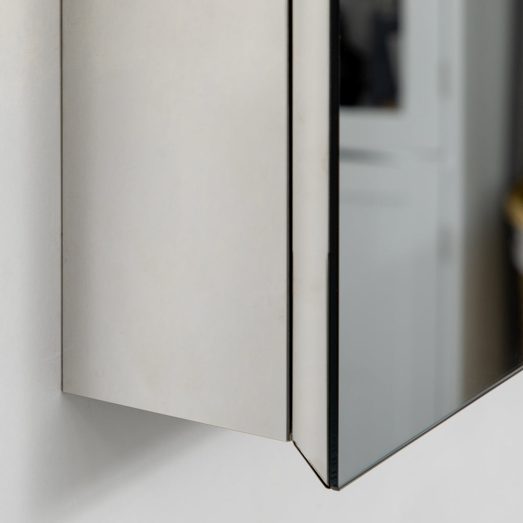kleankin Spiegelschrank, Badschrank, 2 Spiegeltüren, 3 Innenböden, Edelstahl, Farbe: Silber, 54 x 13 x 60 cm
