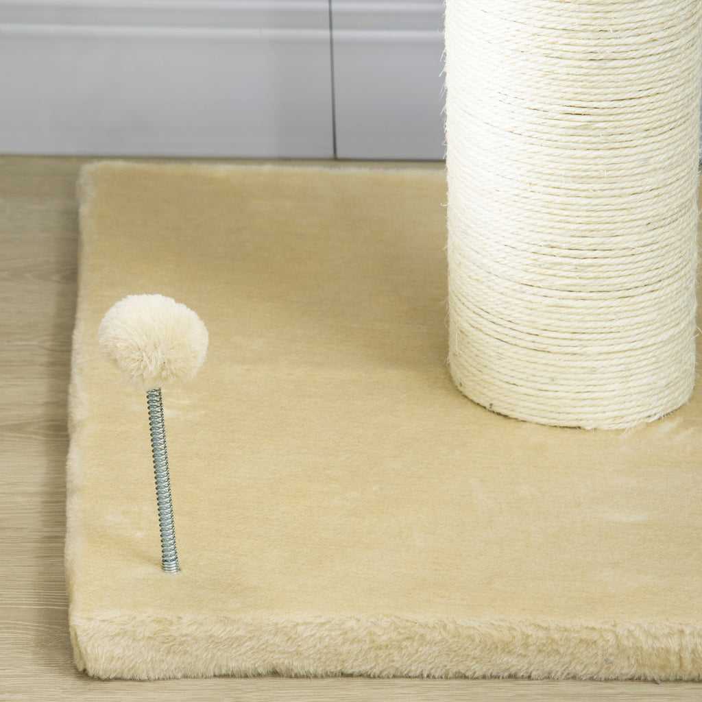 PawHut Kratzbaum Katzenbaum Katzenbett, 1 Katzenbett, inkl. Katzenspielzeug, 55 cm x 55 cm x 83 cm, Beige