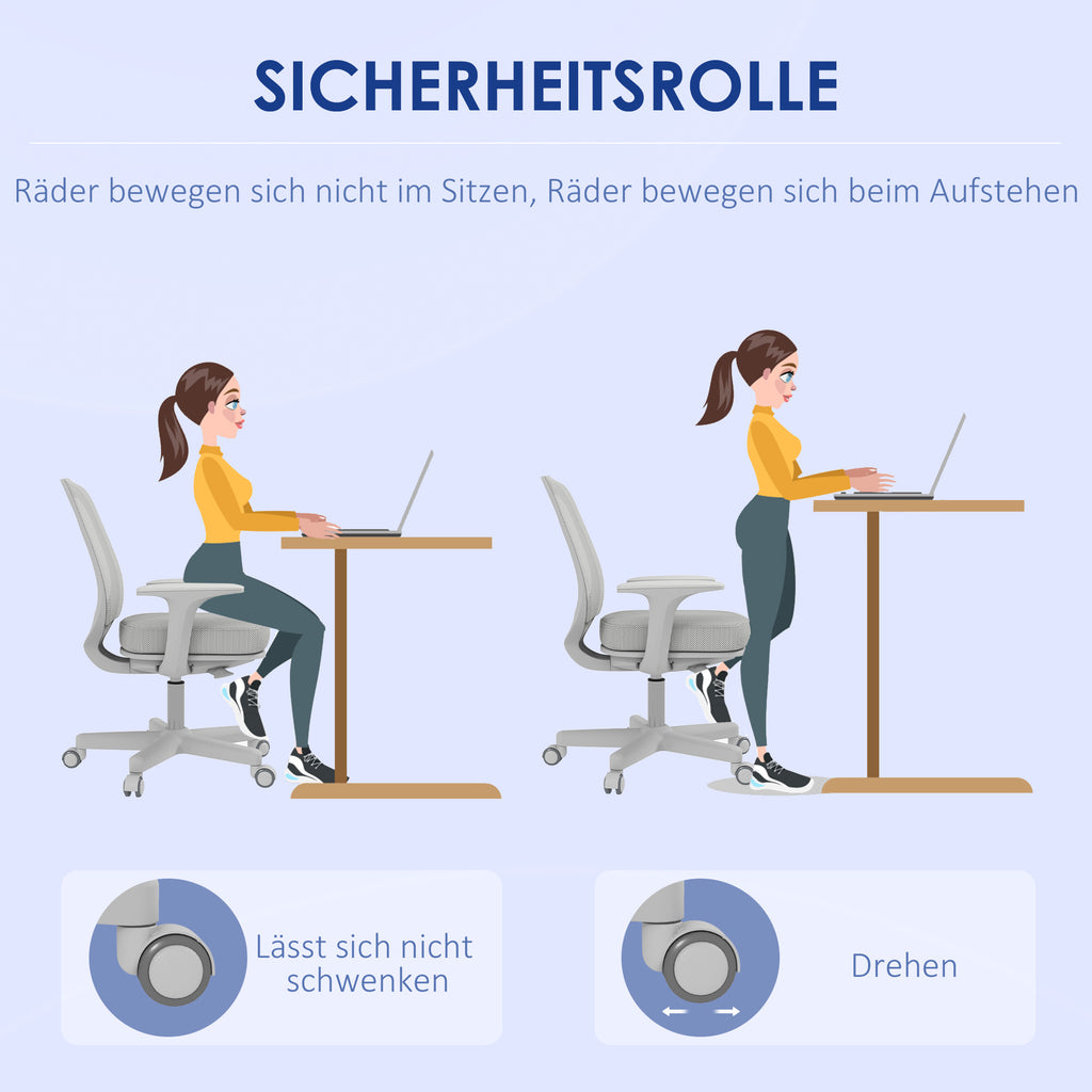 Vinsetto Bürostuhl, Ergonomisch Schreibtischstuhl mit Drehfunktion, Höhenverstellbar 55 x 48 x 82,5-94,5 cm Grau