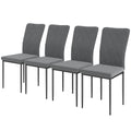 HOMCOM 4er-Set Esszimmerstühle in Samtoptik, Moderne Polsterstühle mit Metallbeinen, für Esszimmer, Schlafzimmer, Küche, Grau