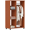 HOMCOM Kleiderschrank auf Rollen, mobile Garderobe, Garderobenschrank, Rollbarer Kleiderständer, 80 x 40 x 128 cm, Walnuss