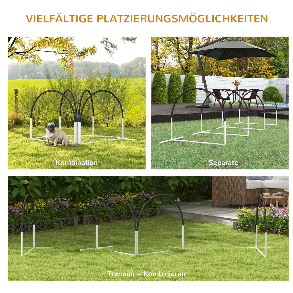 PawHut Hunde-Agility-Set Hundetrainingszubehör Agility-Set, 4 Teile, 89 x 69 x 99 cm, Weiß + Schwarz