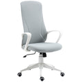 Vinsetto Bürostuhl mit Wippfunktion, Höhenverstellbar, bis 120 kg, Ergonomisch, Drehbar, 62x56x110-119,5cm, Hellgrau