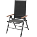 Outsunny Gartenstuhl aus Stahl Klappstuhl mit Armlehnen klappbar Balkonstuhl 120kg Belastbar 60 x 73 x 108cm Schwarz