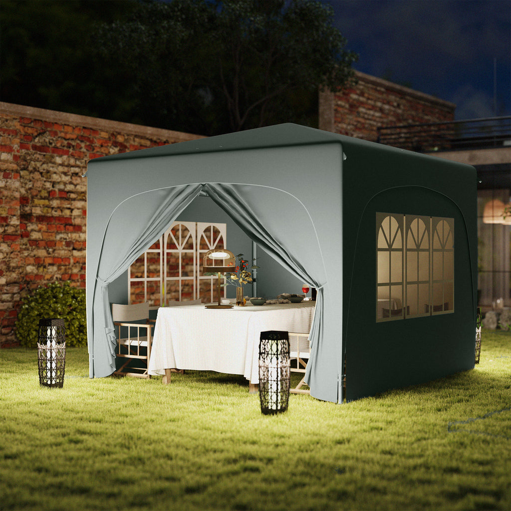 Outsunny 3 x 3 m Pavillon, Pop-up Gartenzelt mit Seitenwänden und Tragetasche, UPF50+, höhenverstellbar, Sand