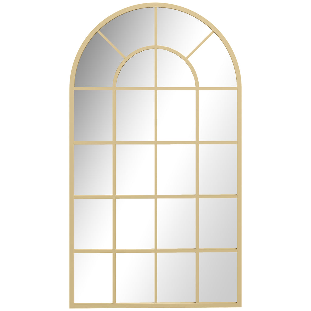 HOMCOM Wandspiegel, Fenster-Design, Flurspiegel, Metallrahmen, 110 x 65 cm, Gold