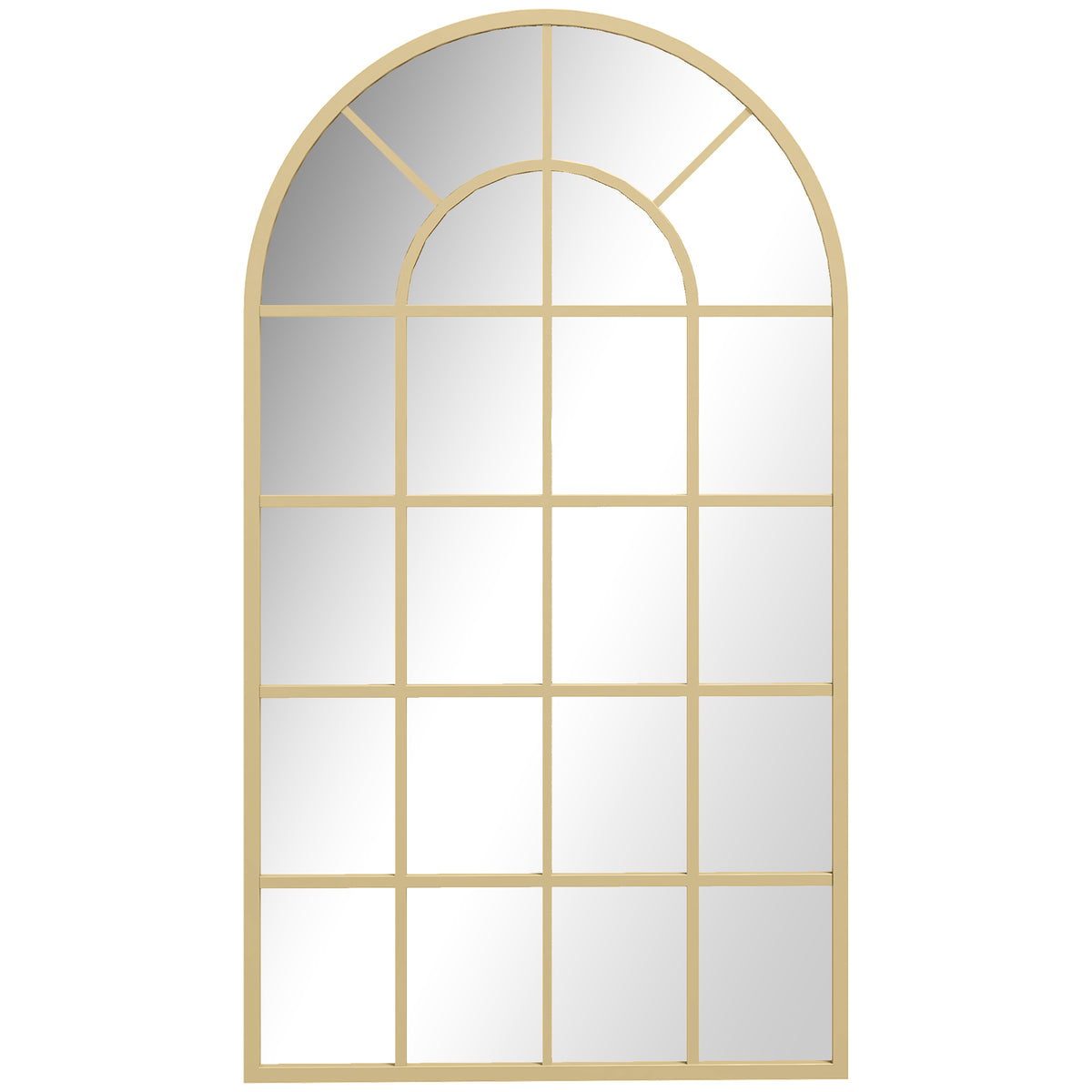 HOMCOM Wandspiegel, Fenster-Design, Flurspiegel, Metallrahmen, 110 x 65 cm, Gold