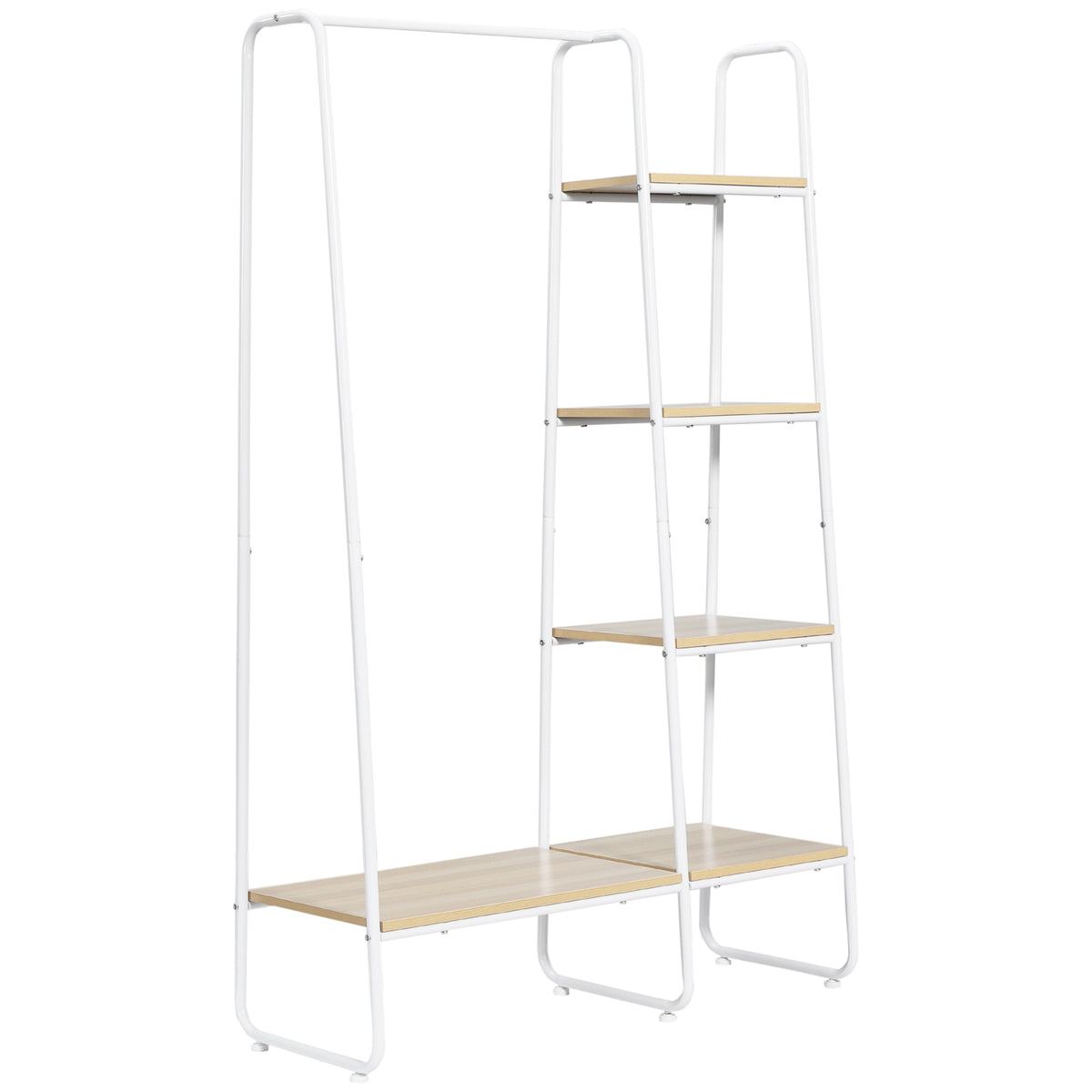 HOMCOM Kleiderständer Garderobenständer, 5 Regale u. 1 Kleiderstange 101 cm x 39 cm x 160 cm