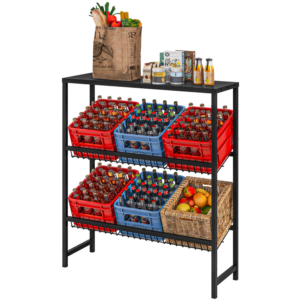 HOMCOM Lagerregal, höhenverstellbar, stabiles Metall, platzsparendes Design, 210 kg belastbar, Schwarz
