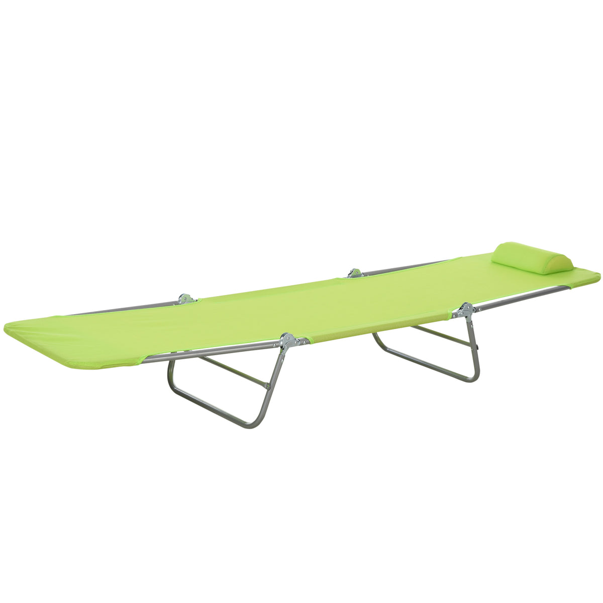 Outsunny Sonnenliege klappbar Gartenliege mit Kopfkissen Liegestuhl verstellbar mit 5-Fach Campingliege bis 120kg belastbar für Garten, Balkon und Pool geeignet, 4 Farben(Grün)