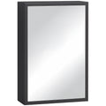 kleankin Spiegelschrank, 3 Regalfächer, weiche Scharniere, Stahlgehäuse, schwarz, 40 x 15 x 60 cm