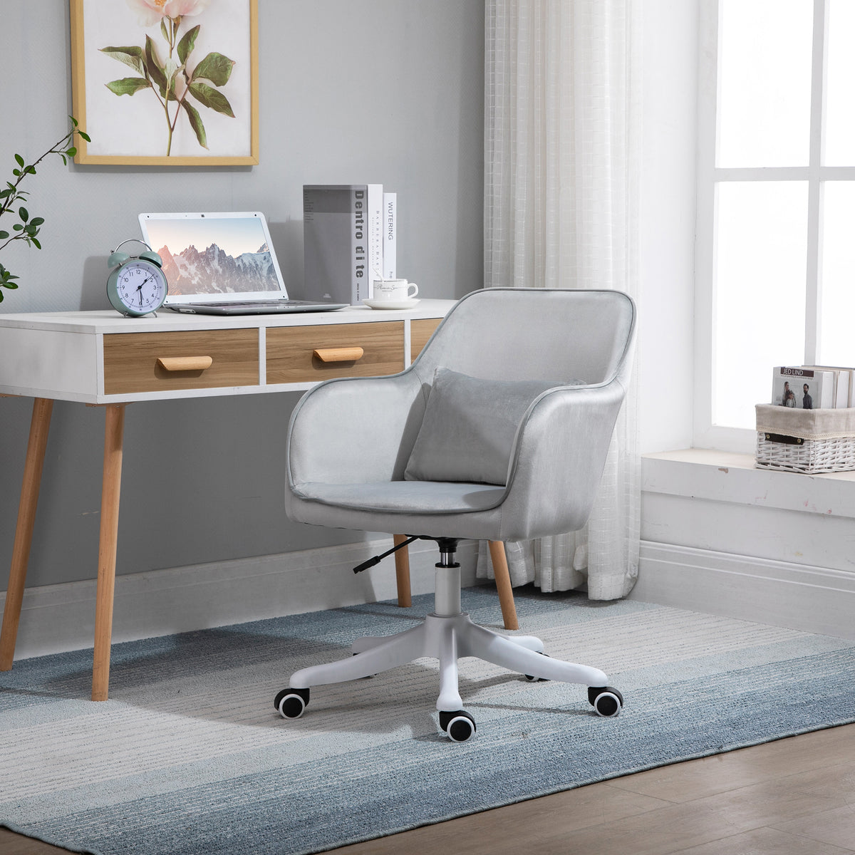 Vinsetto Massage Schreibtischstuhl 78-86 cm höhenverstellbarer Bürostuhll Drehstuhl Computerstuhl mit USB-Schrittstelle Arbeitsstuhl mit Vibrationsfunktion Lendenkissen Massagefunktion Grau