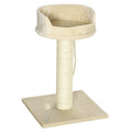 PawHut Kratzbaum Katzenbaum Katzenbett, 1 Katzenbett, inkl. Katzenspielzeug, 55 cm x 55 cm x 83 cm, Beige