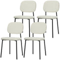 HOMCOM 4er-Set Esszimmerstühle, weicher Stoffbezug, Stahlbeine, armloses Design, Weiß
