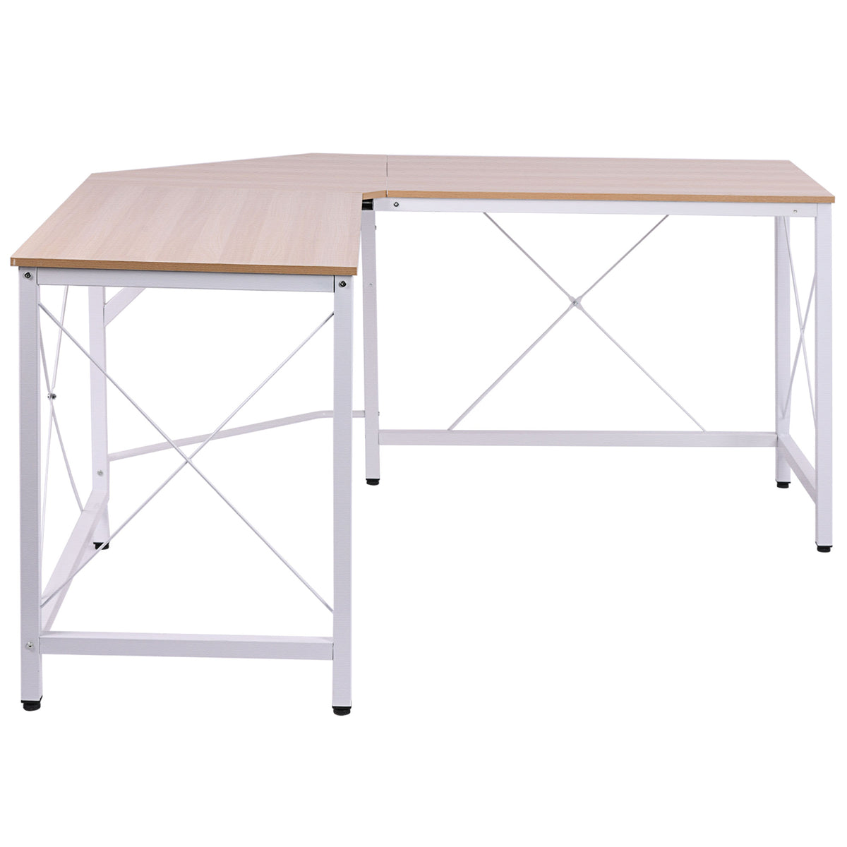 HOMCOM Computertisch Schreibtisch L-Form Arbeitstisch Bürotisch Eckschreibtisch Winkelschreibtisch MDF Natur 150 x 150 x 76 cm