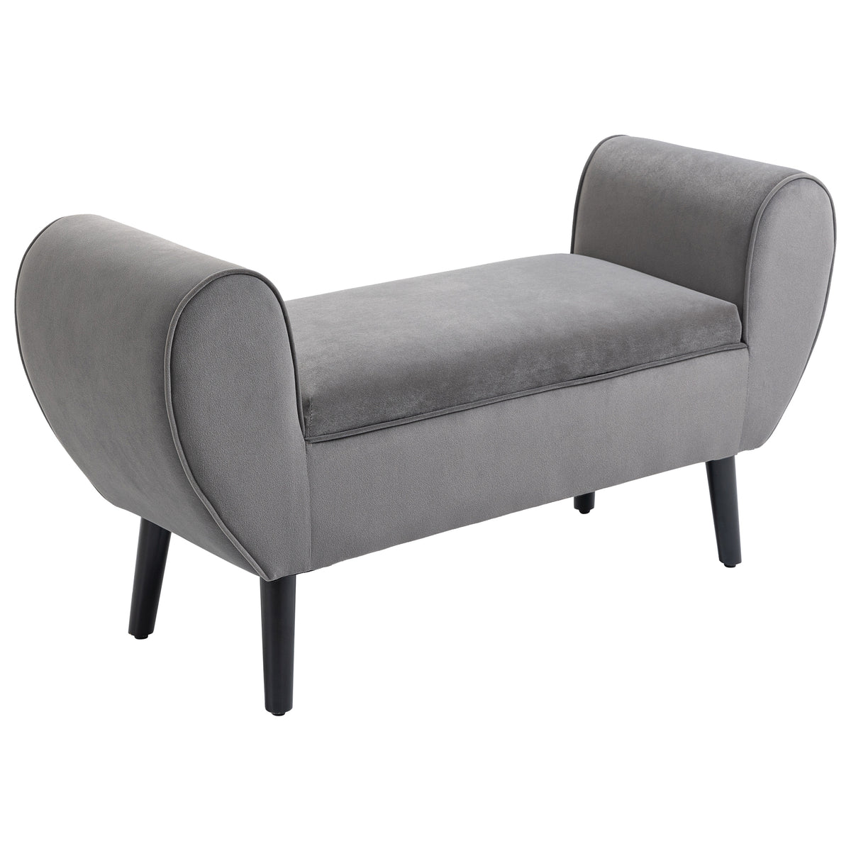 HOMCOM Polsterbank mit Stauraum und Armlehnen, Truhenbank für Flur, Schlafzimmer, Wohnzimmer, 118 x 42 x 66 cm, Dunkelgrau