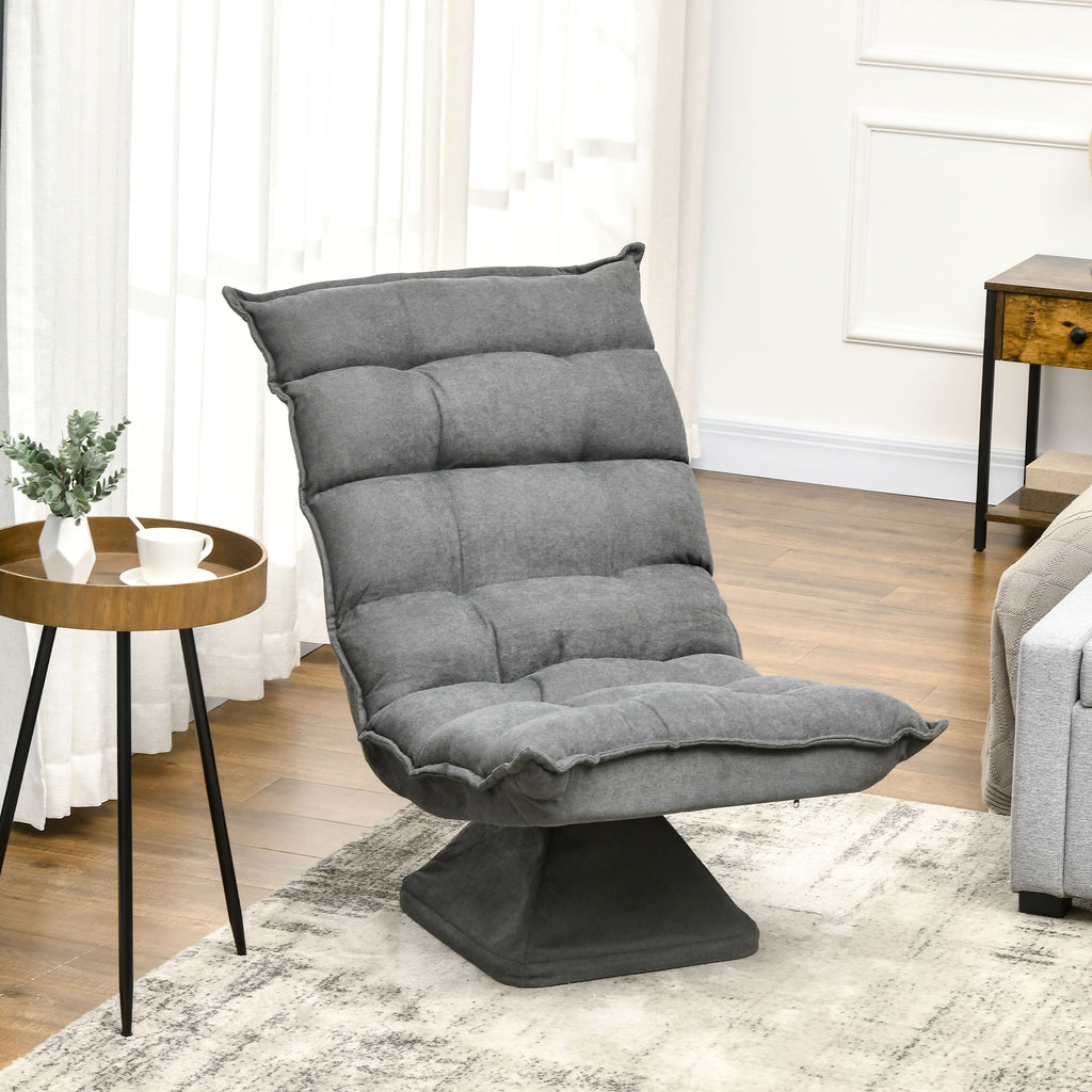 HOMCOM Relaxsessel Lesesessel, drehbar, Leinenoptik, 62 cm x 70 cm x 95 cm, Grau