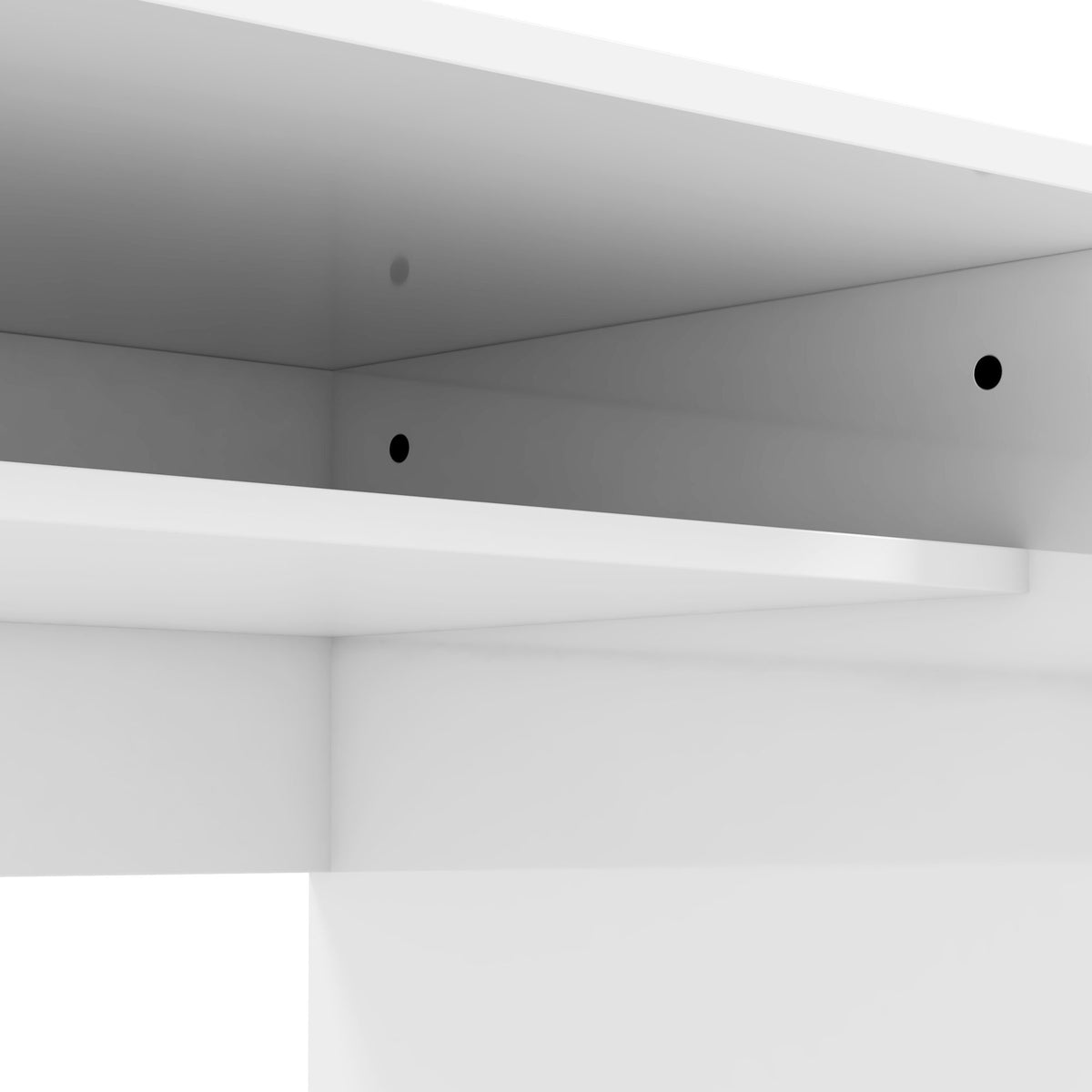HOMCOM Schlichter und kompakter Computertisch mit 1 Regal, Spanplatten, Maße 90l x 50B x 74H cm, Lackweiß