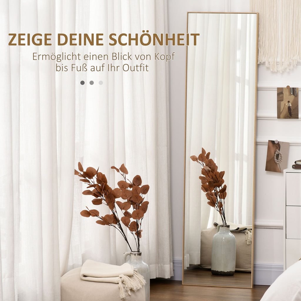 HOMCOM Ganzkörperspiegel mit Ständer, freistehend, 40 cm x 150 cm, Natur