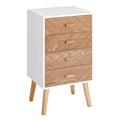 HOMCOM Nachttisch Nachtkommode Flurkommode mit Schubladen Holz weiß + natur 40 x 30 x 75 cm