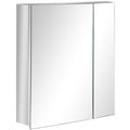 kleankin Spiegelschrank, Badschrank, 2 Spiegeltüren, 3 Innenböden, Edelstahl, Farbe: Silber, 54 x 13 x 60 cm