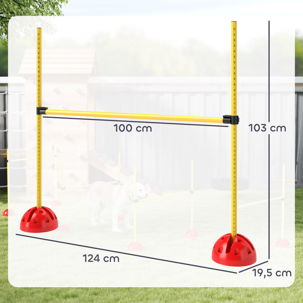 PawHut 4-teiliges Hunde-Agility-Set mit 4 Hürden und Tragetasche für das Sprungtraining, Gelb
