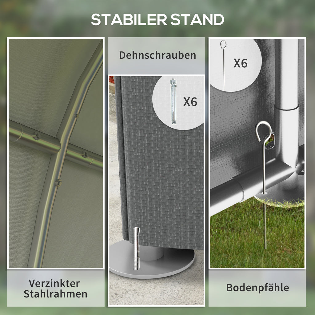 Outsunny Gartenschuppen, Lagerzelt, robust & wetterfest, Stahlrahmen, 1,2x1,8x1,6m, Dunkelgrau