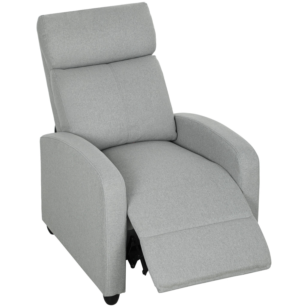 HOMCOM Relaxsessel, verstellbar 135°, ausziehbare Fußstütze, gepolsterte Lehnen, Leinen-Polyester, Hellgrau
