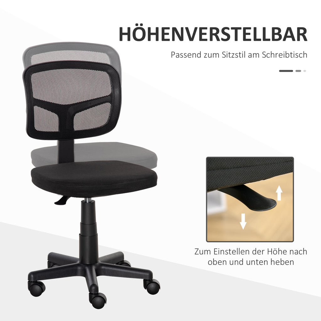 Vinsetto Bürostuhl Ergonomischer Schreibtischstuhl, Höhenverstellbarer Drehstuhl, Platzsparend Schwarz