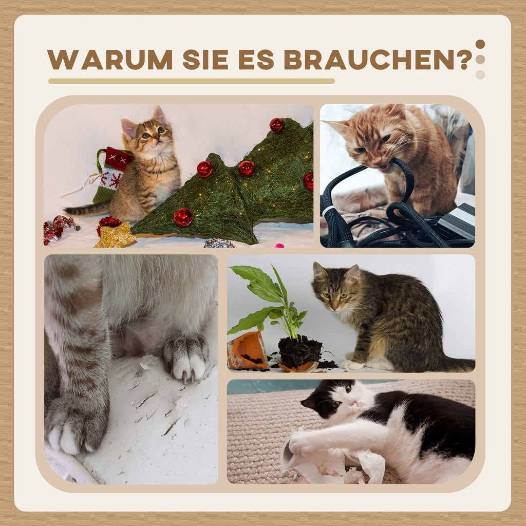 PawHut Kratzbaum Katzenbaum, 1 Katzenbett, 1 Katzenhöhle, 2 Liegeflächen, 124 cm x 59 cm x 40cm +Beige