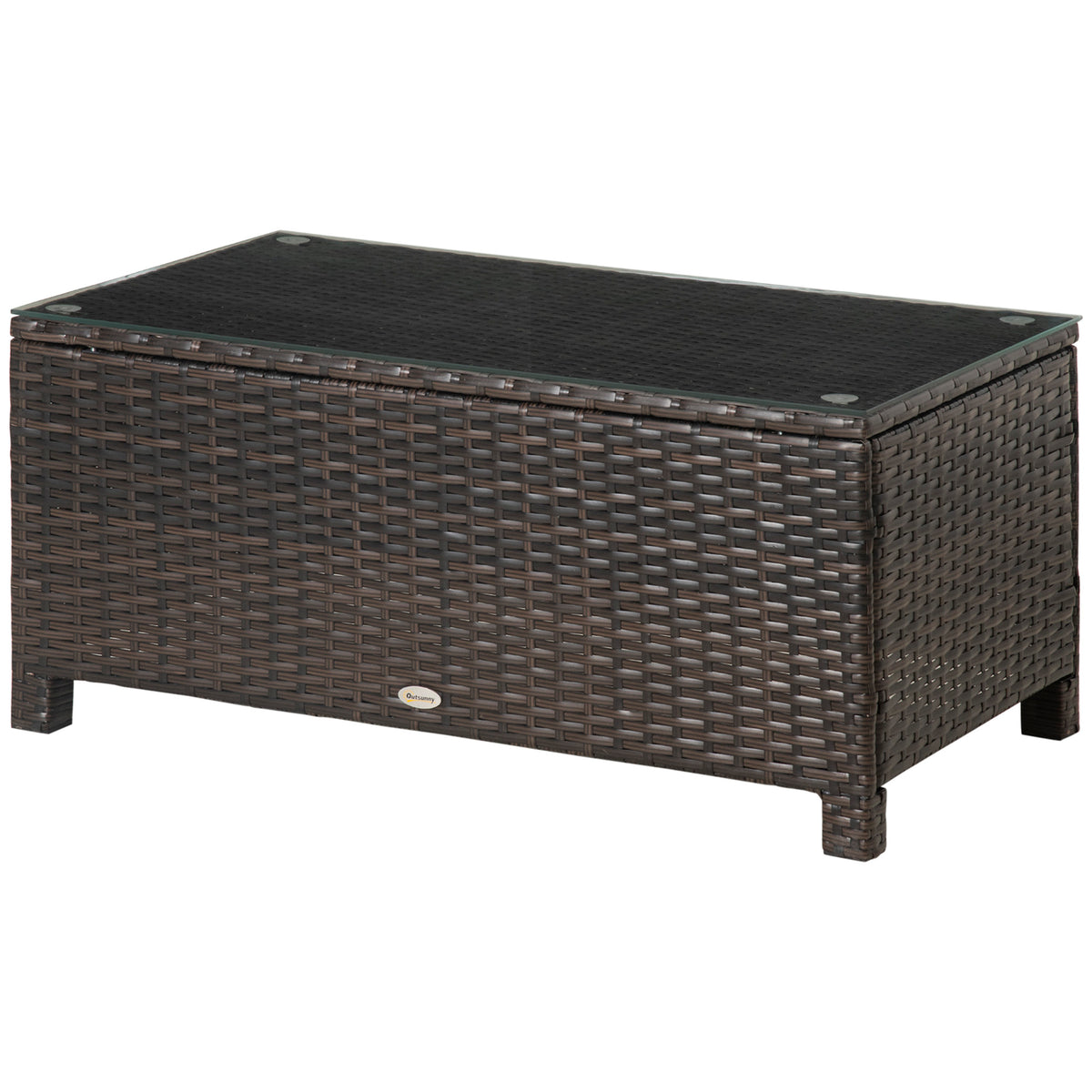 Outsunny Garten Beistelltisch Couchtisch Gartentisch Balkontisch Polyrattan Braun 85 x 50 x 39 cm